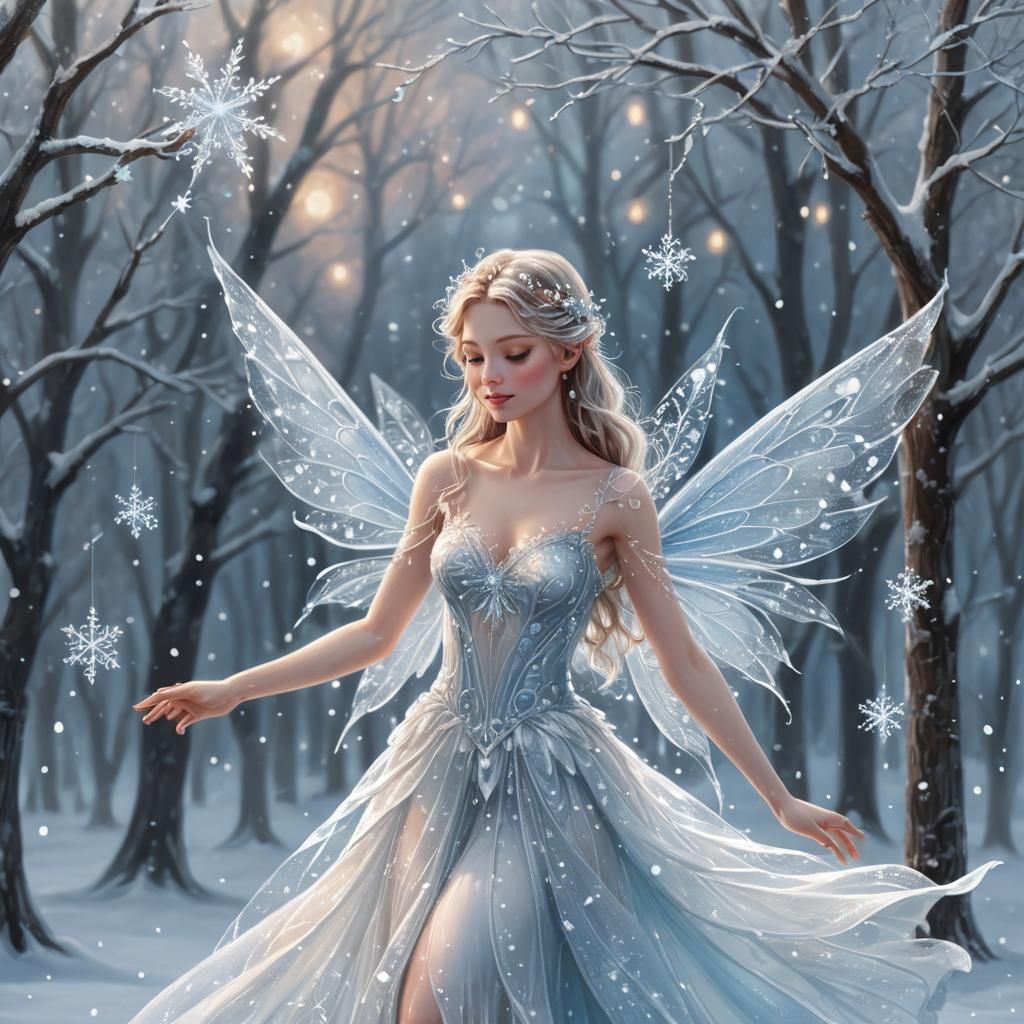 Delicate Winter Fairy Digital Painting