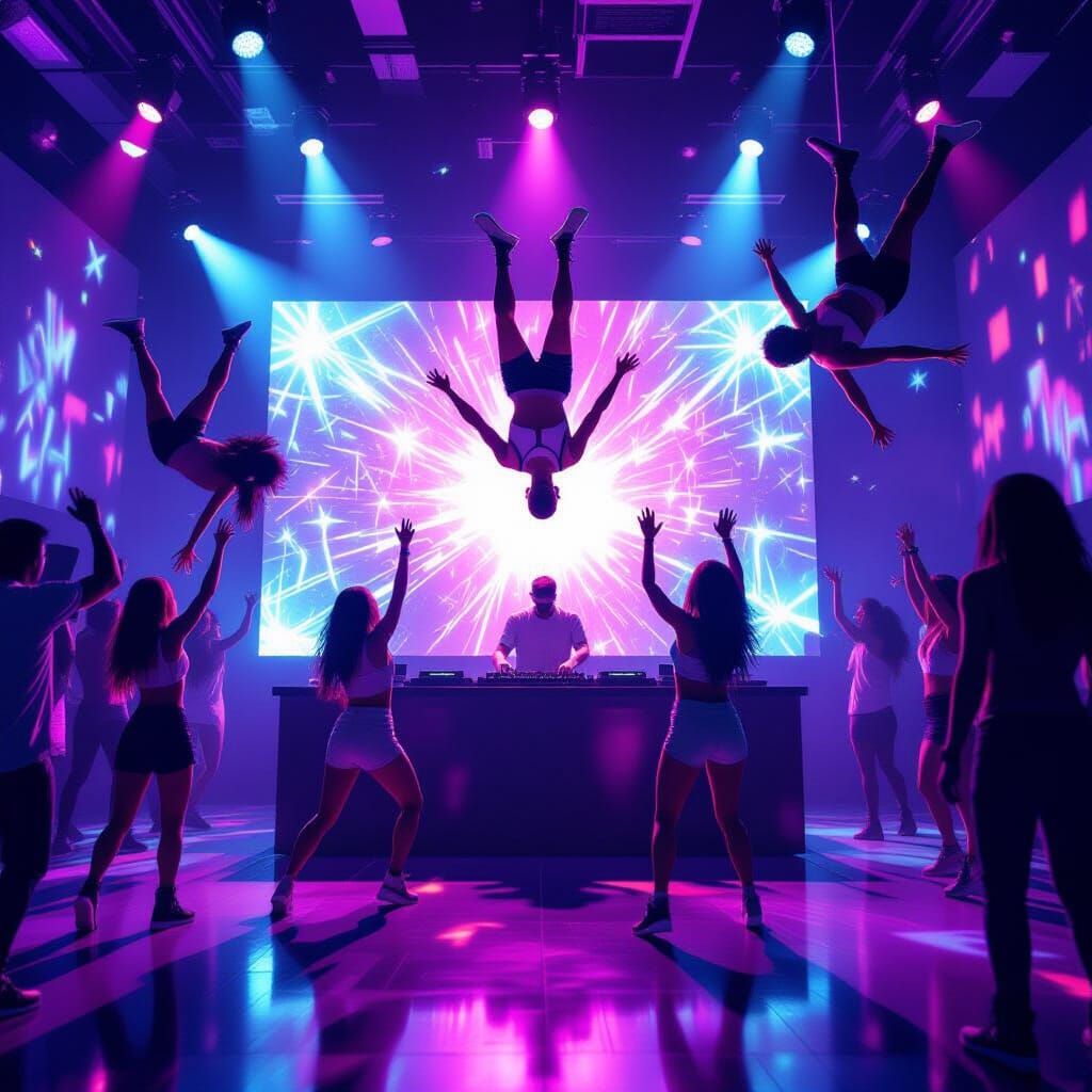 Rave Dancers Defy Gravity on Ceiling in Hyperrealistic Digit...