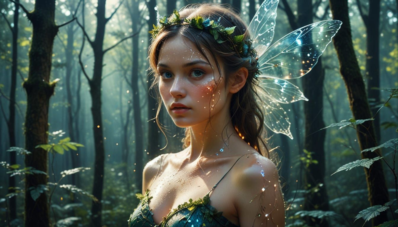 Surreal Fairy Portrait in Double Exposure Style