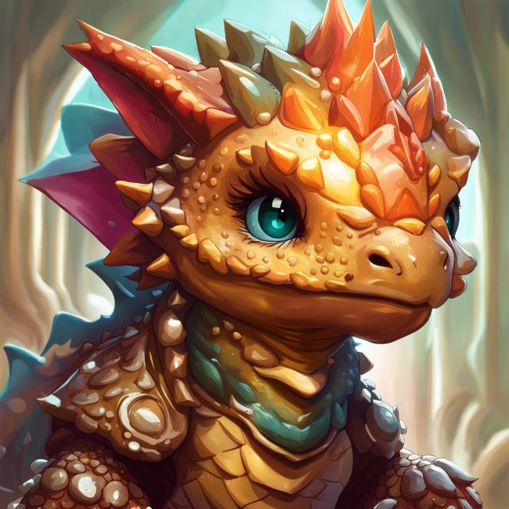 Chibi Dragon Stegosaurus Portrait in 8K
