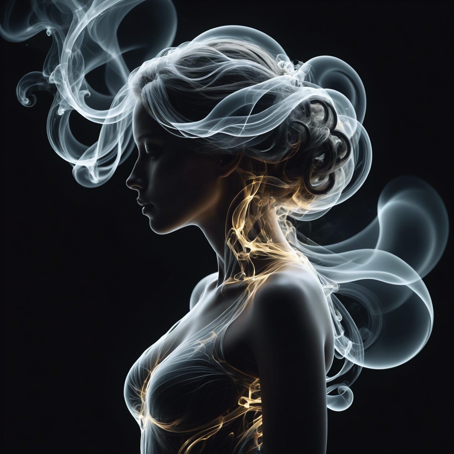 Ethereal Smoke Woman in Digital Art Style