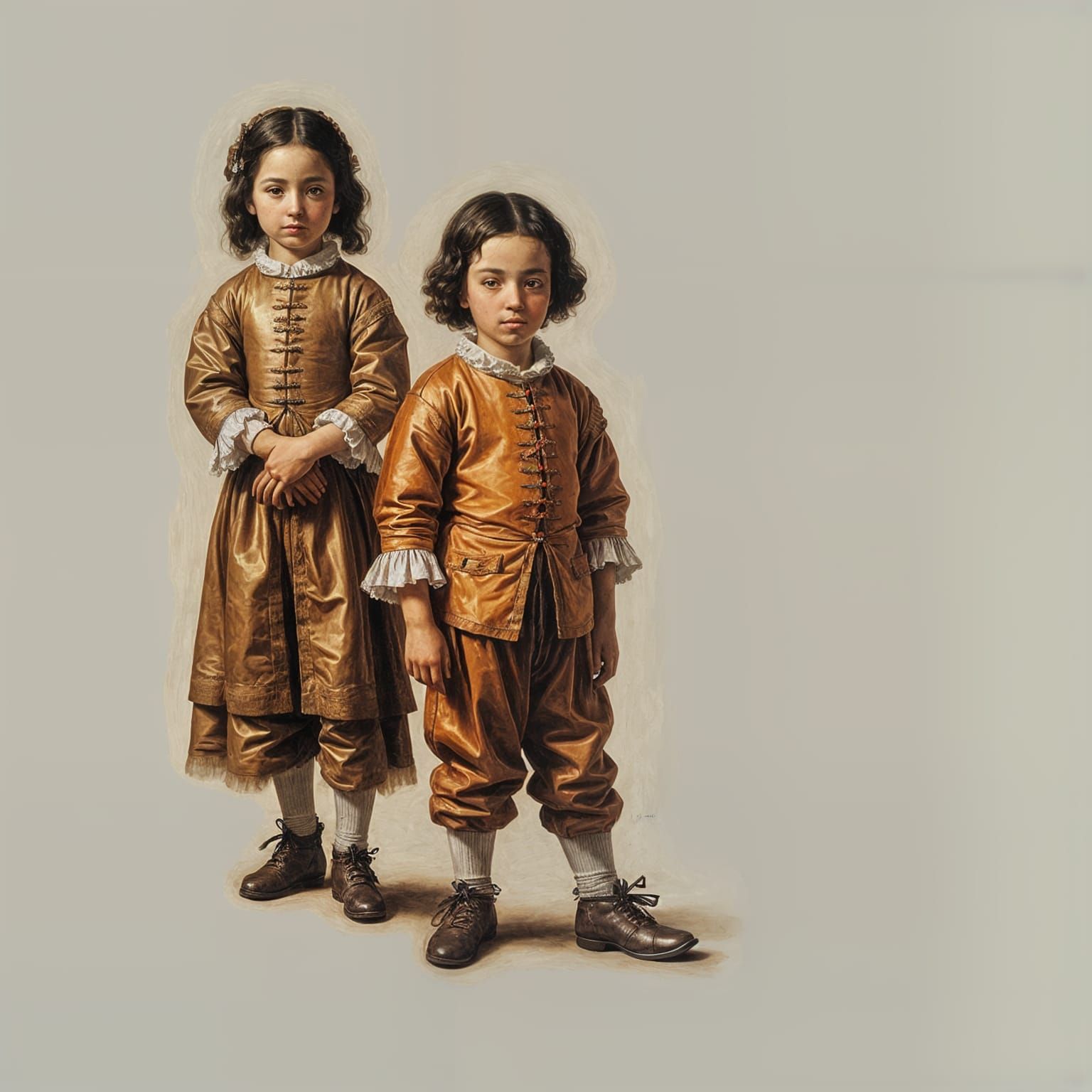 Two Brothers as Infant Girls in the Style of Velazquez
