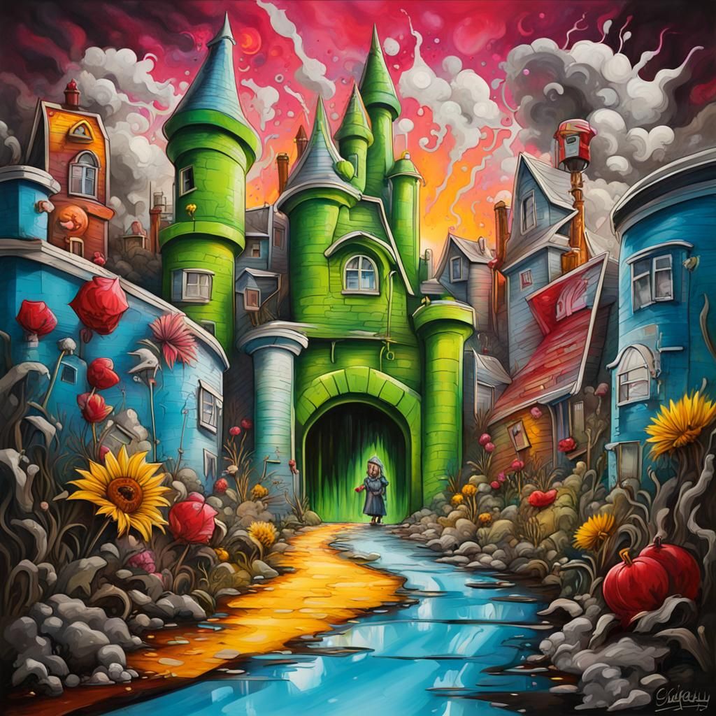 Wizard of Oz in Graffiti Splash Art Style