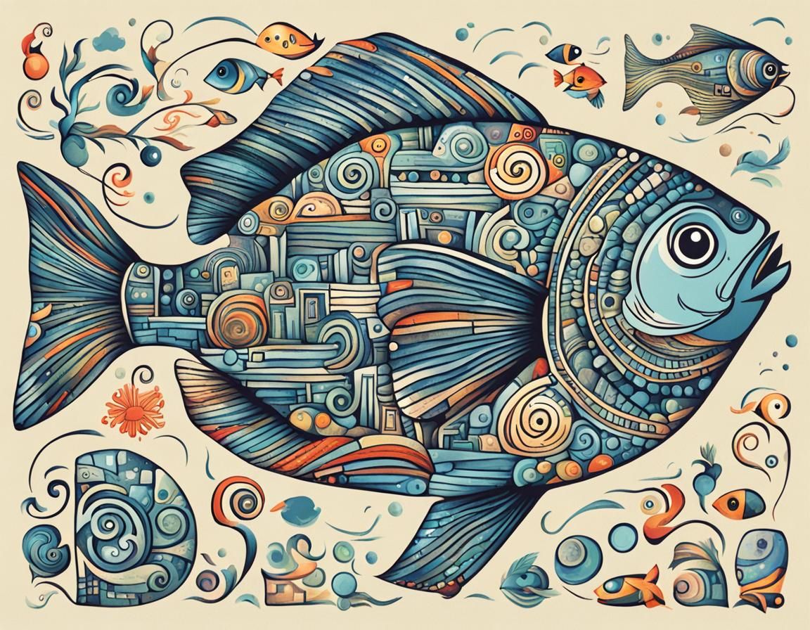 Abstract Symbol Fish: AI Generated Art