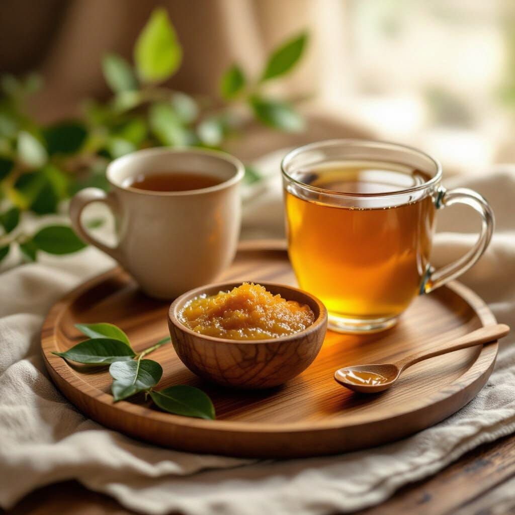 Majoon-e-Shifa with Herbal Tea in Soft Daylight