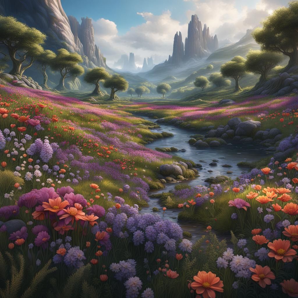 Valley of Flowers: Detailed Matte Painting