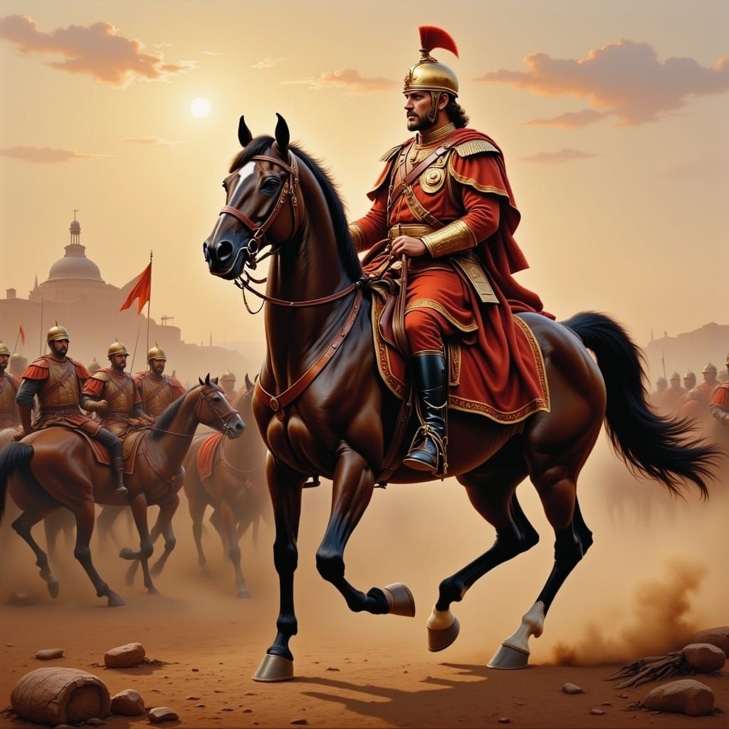 Military General on Horse in Roman Oil Style