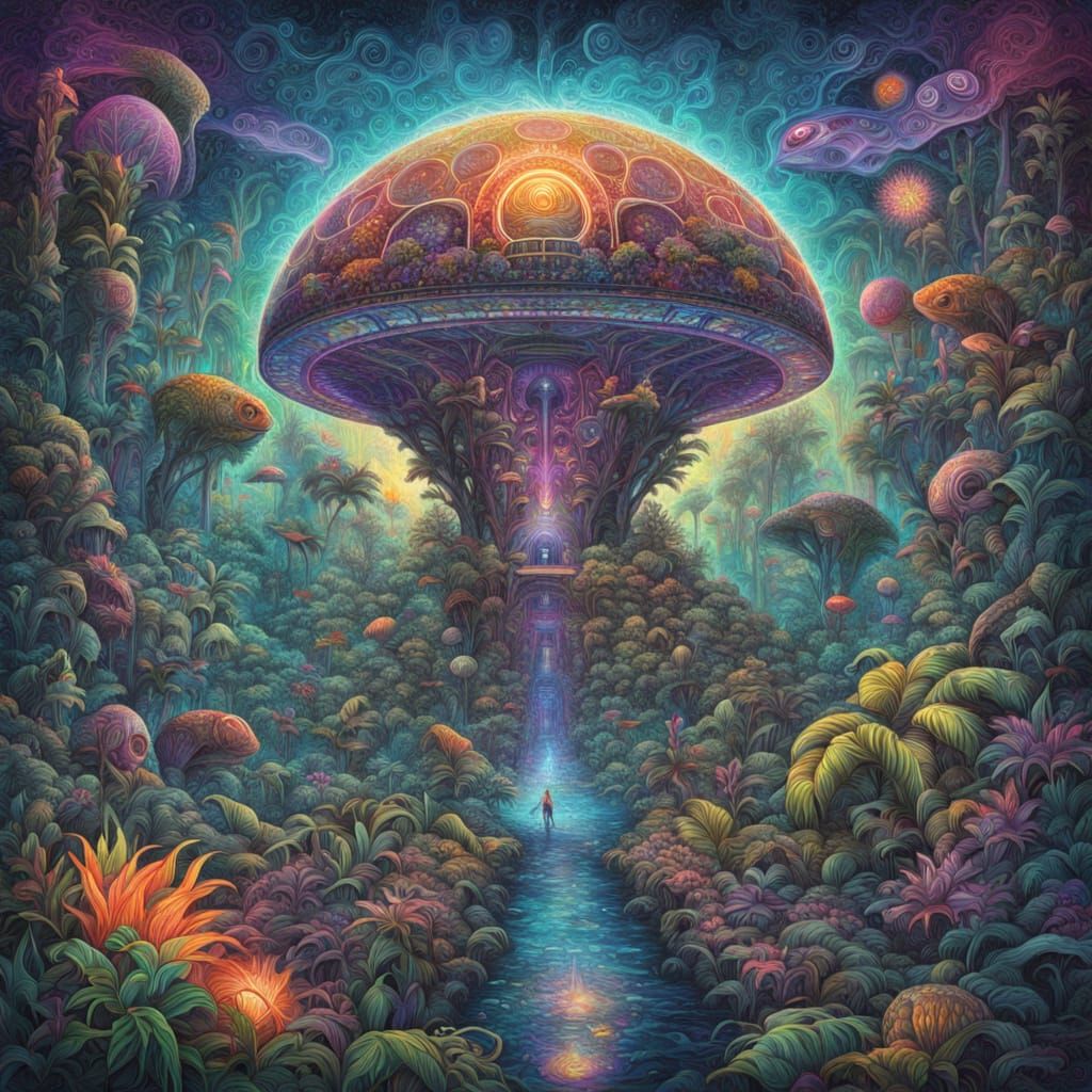 Vibrant Alien Jungle Cleared for Parking Lot in Cosmic Style