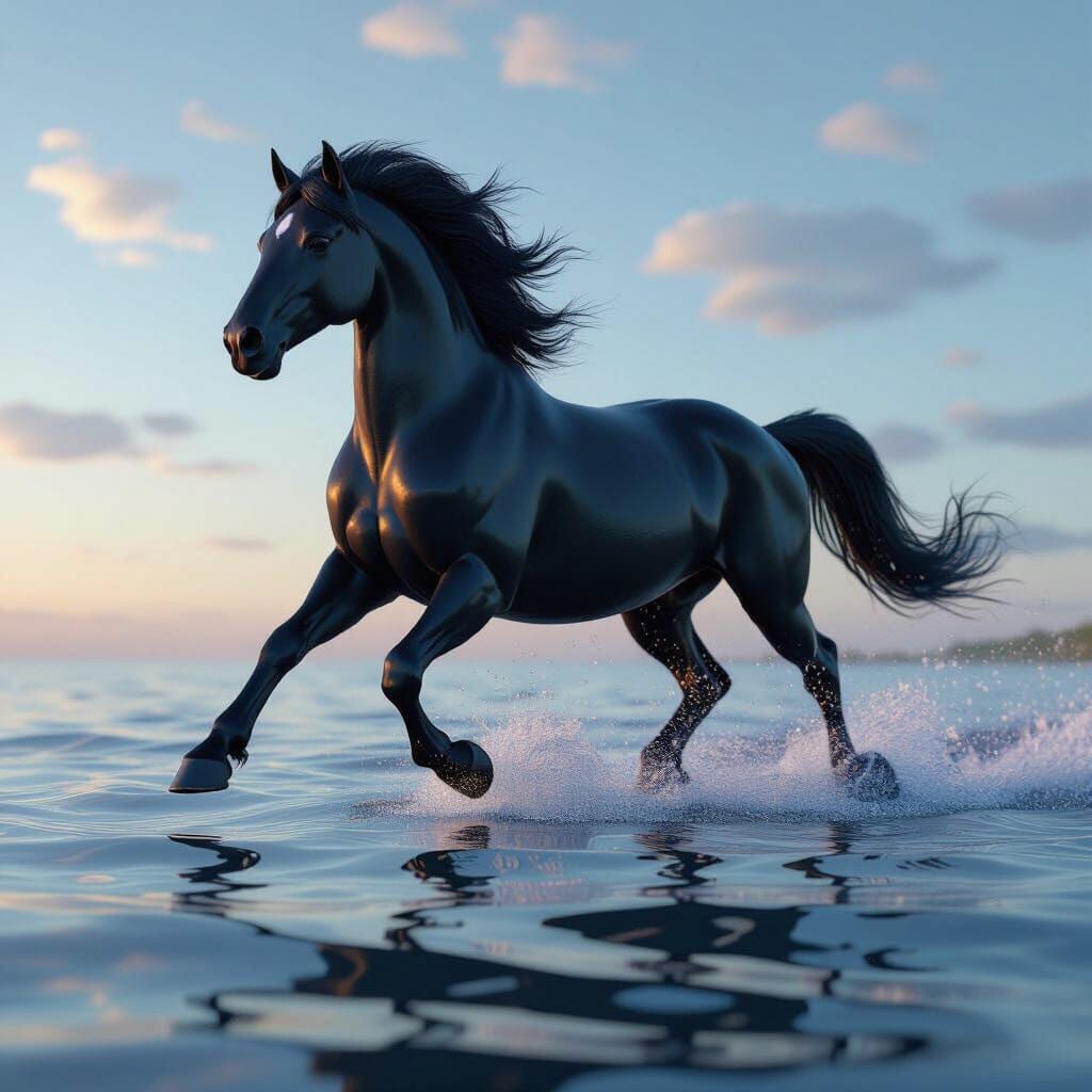 Black Horse Runs on Water: 3D Anime Style