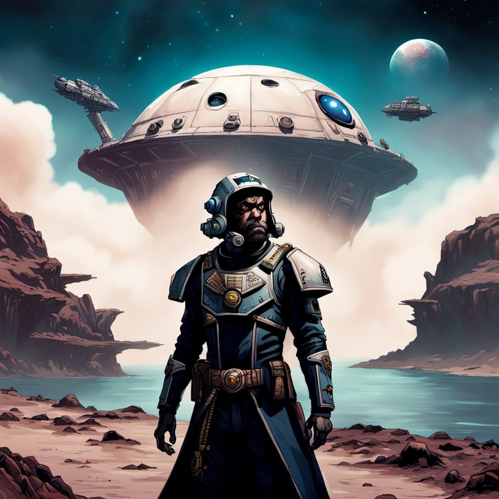 Space Marine King of Spades Commander on Alien Planet