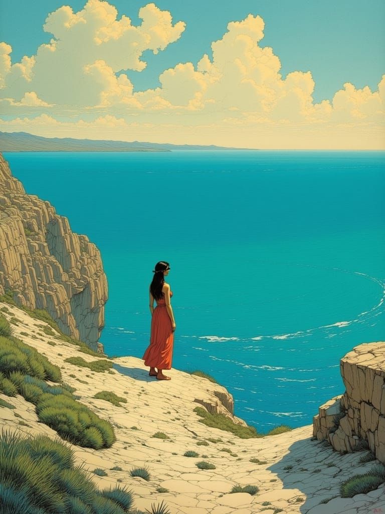 Aegean Sea Serenity: Classical Art Fusion