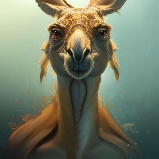 Kangaroo Crocodile Hybrid Portrait in Digital Art Style