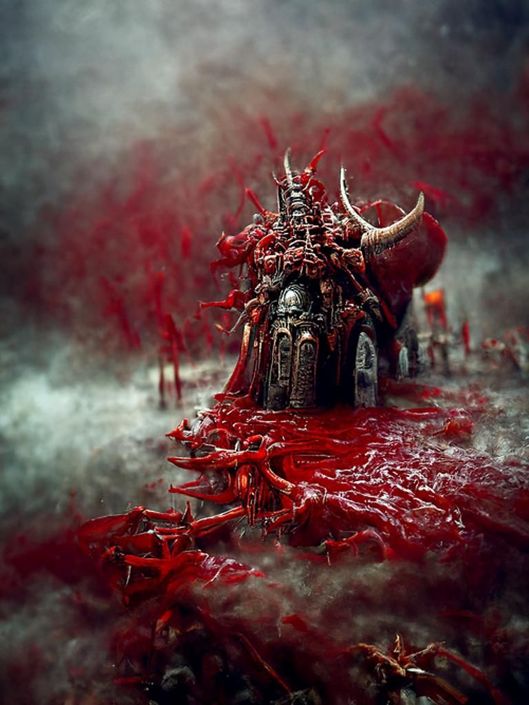 Creepy Khorne, the Blood God in Dark Fantasy Style