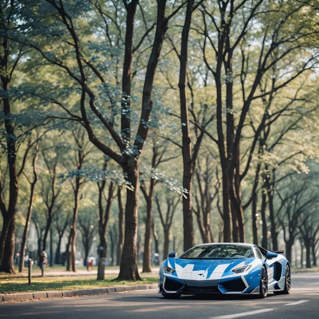 Blue and White Supercar: Professional Photography