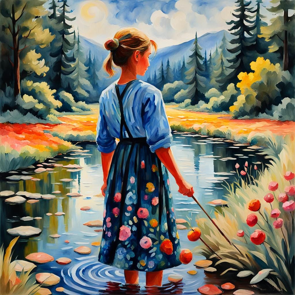 Abstract Gouache Painting with Impasto Textures