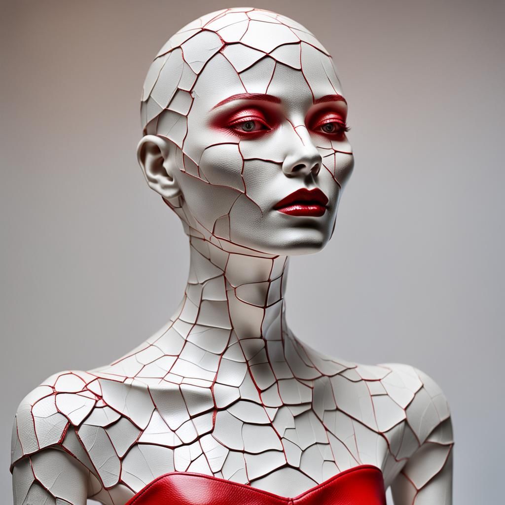 Picture a full and very detailed Adel Rootstein mannequin wi...