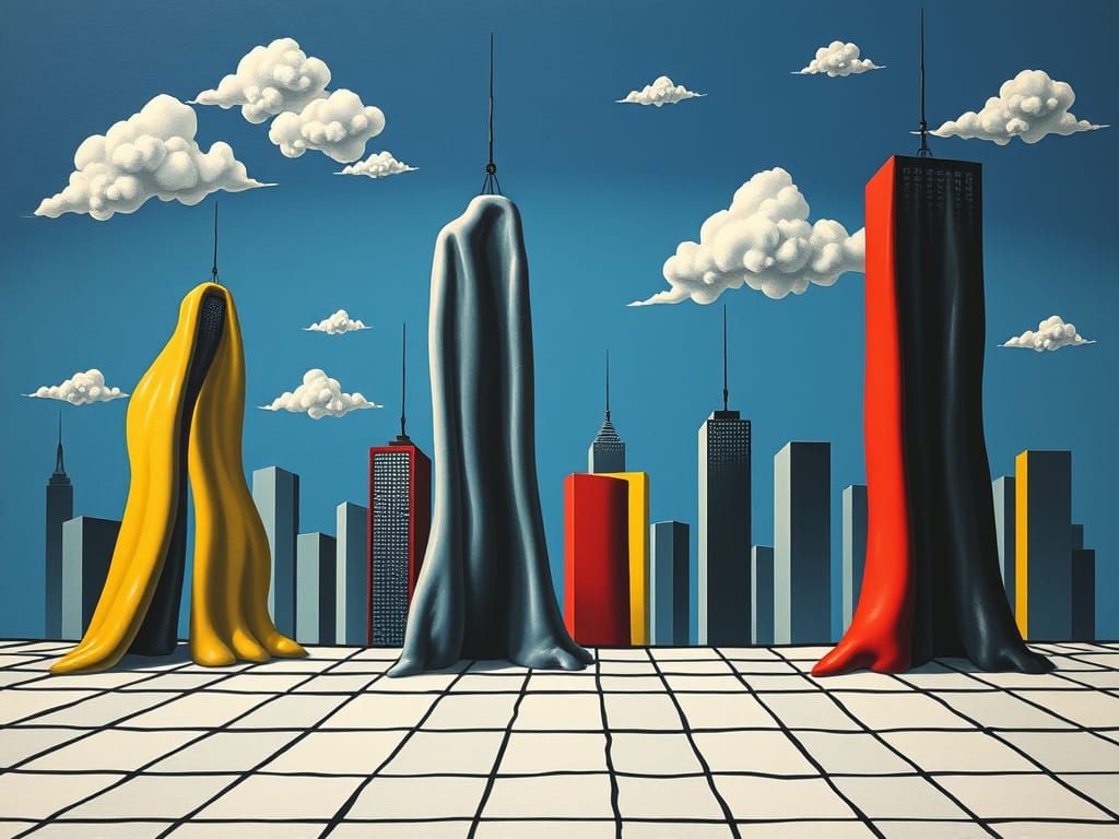 Surrealist Metropolis in Soft Geometric Abstraction