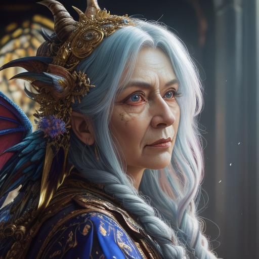 Old Lady with Demon: Hyperrealistic Fantasy Art