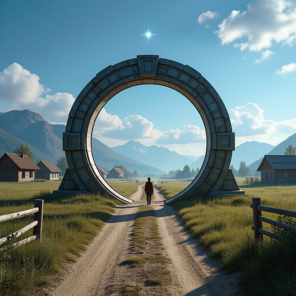 Futuristic Stargate in Rural Village