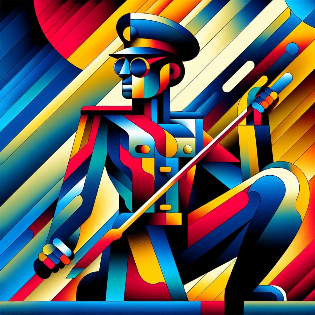 Futuristic Warrior in Minimalist, Geometric Armor