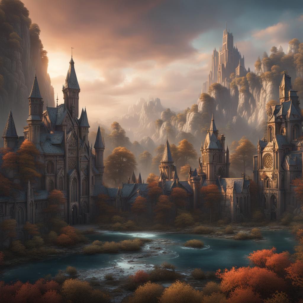 Fantastical Matte Painting of Georgia in Deep Color
