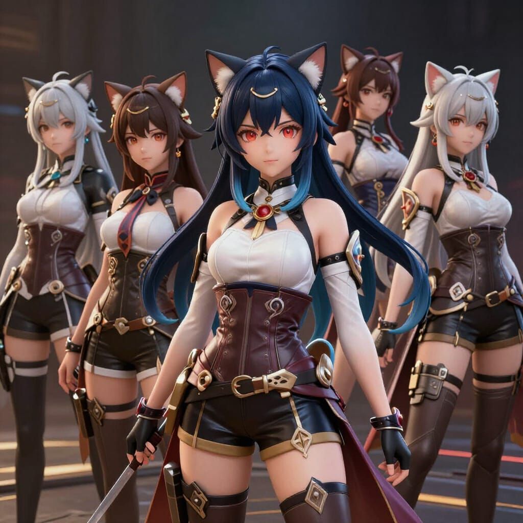 Badass Cat Girls in Dynamic 3D Anime Style