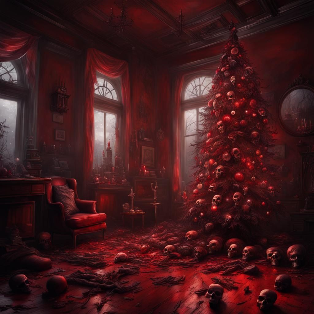 Sinister Christmas Tree in Horror Digital Painting