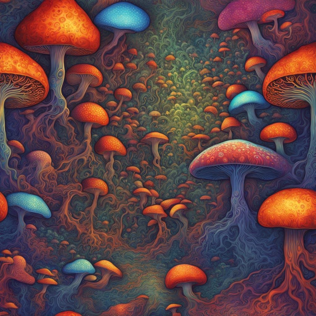 Psychedelic Thanksgiving Feast in Surreal Style