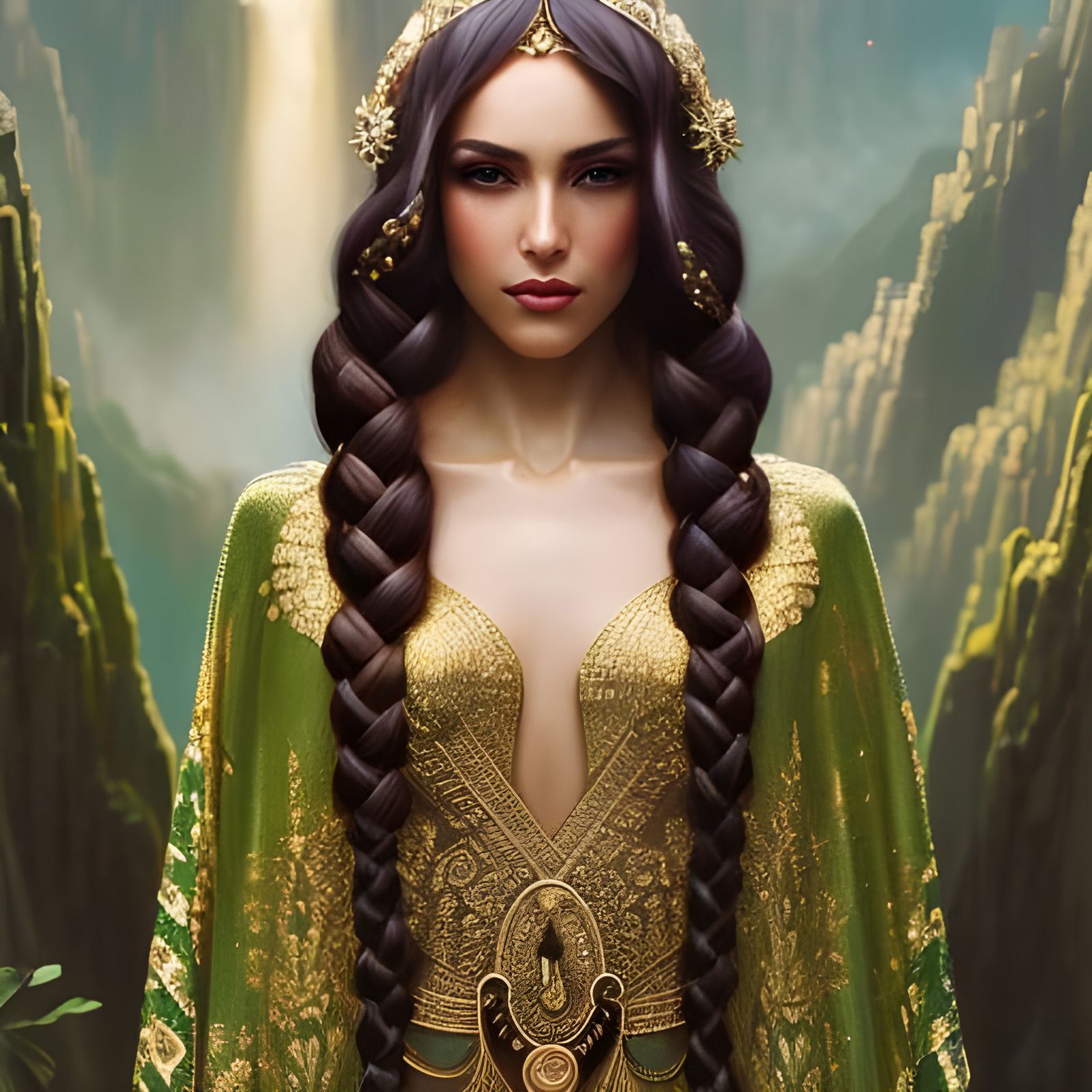 Elegant Woman with Golden Hair, Digital Art