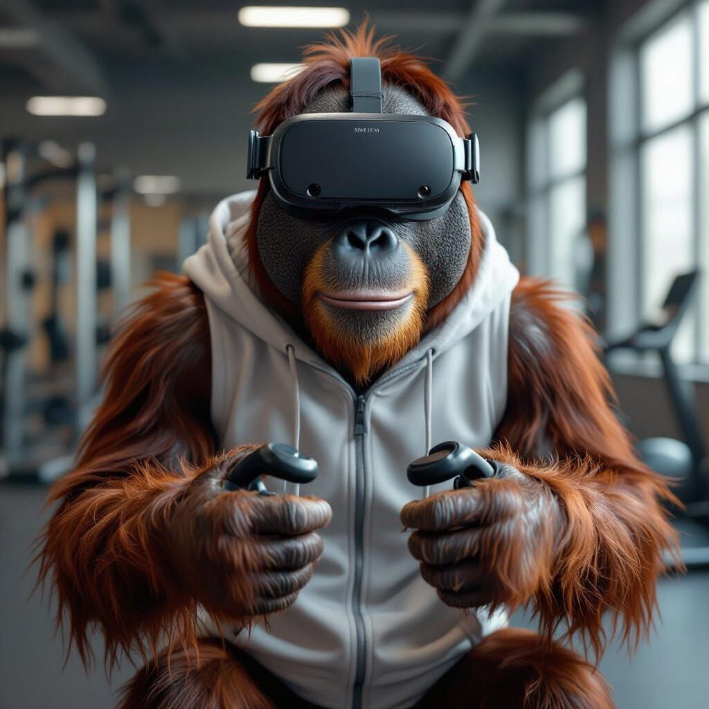 Orangutan Gymnast in VR Metaverse