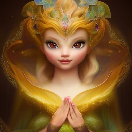 Goddess Elsa on Blue Clouds in Ethereal Style