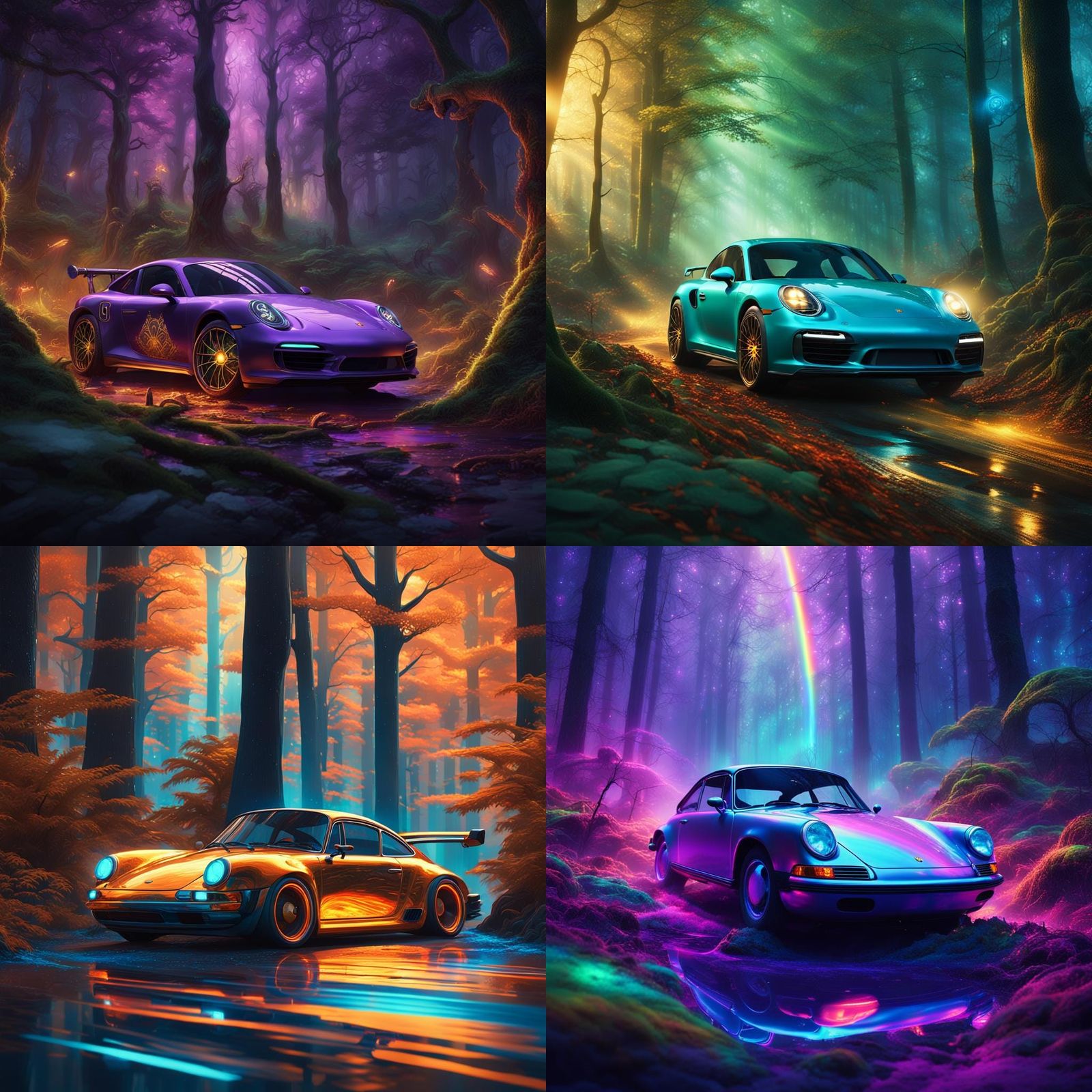 Detailed Porsche Matte Painting in Deep Color