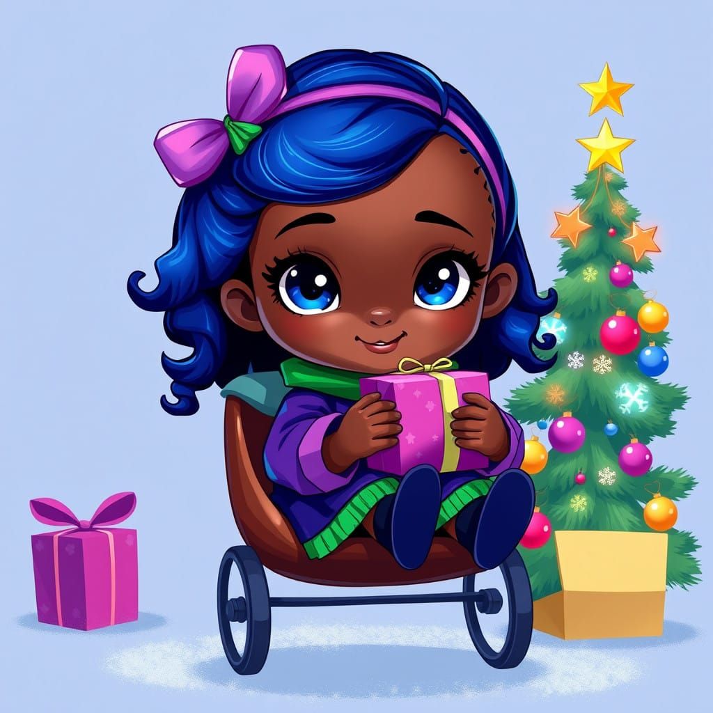 Whimsical Christmas Scene in Vibrant Watercolor Style