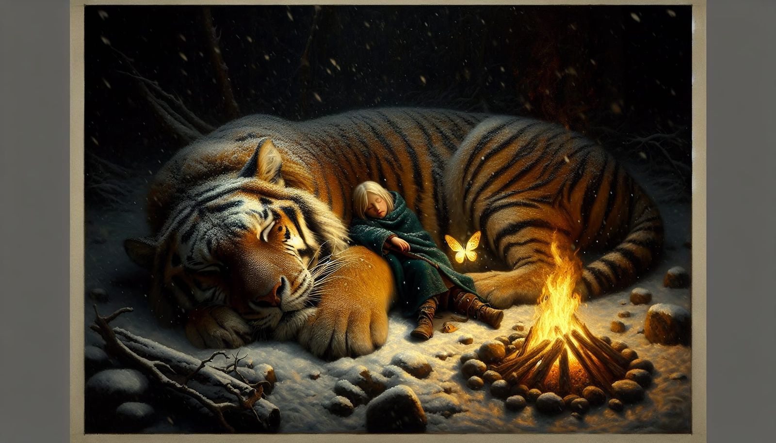 A Tenebrist Tiger's Winter Slumber