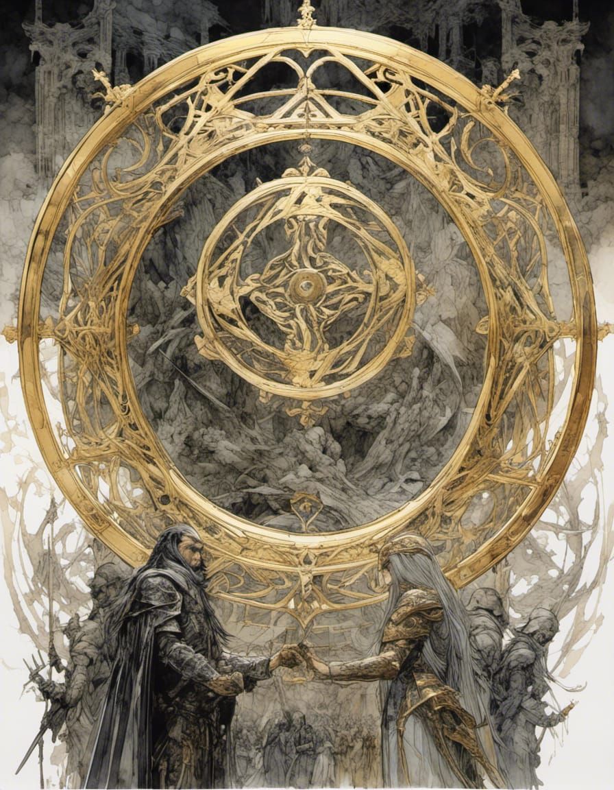 Elven Wedding Ring in Watercolor Style