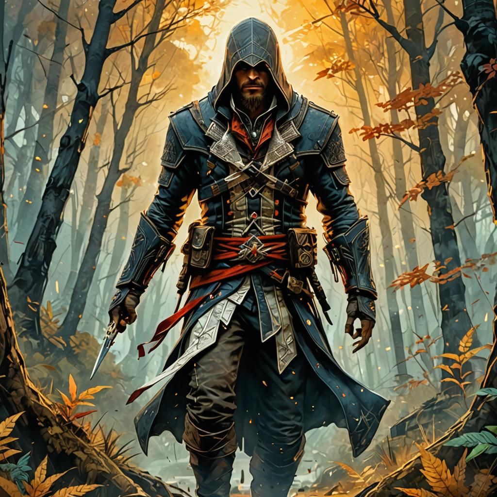 Assassin's Creed Inspired Watercolor with Luminous Colors