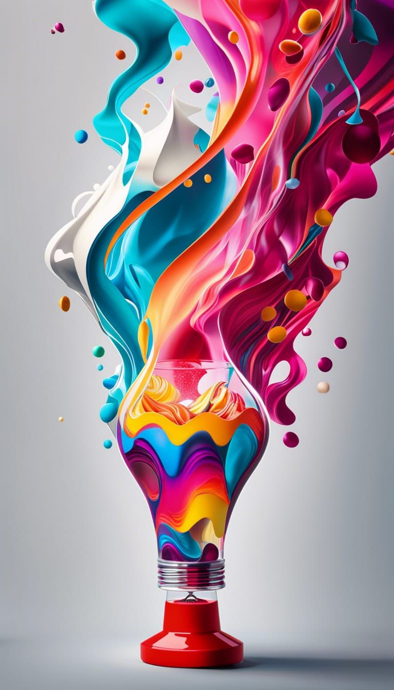 Colorful Aetherpunk Lava Lamp with Origami Heart