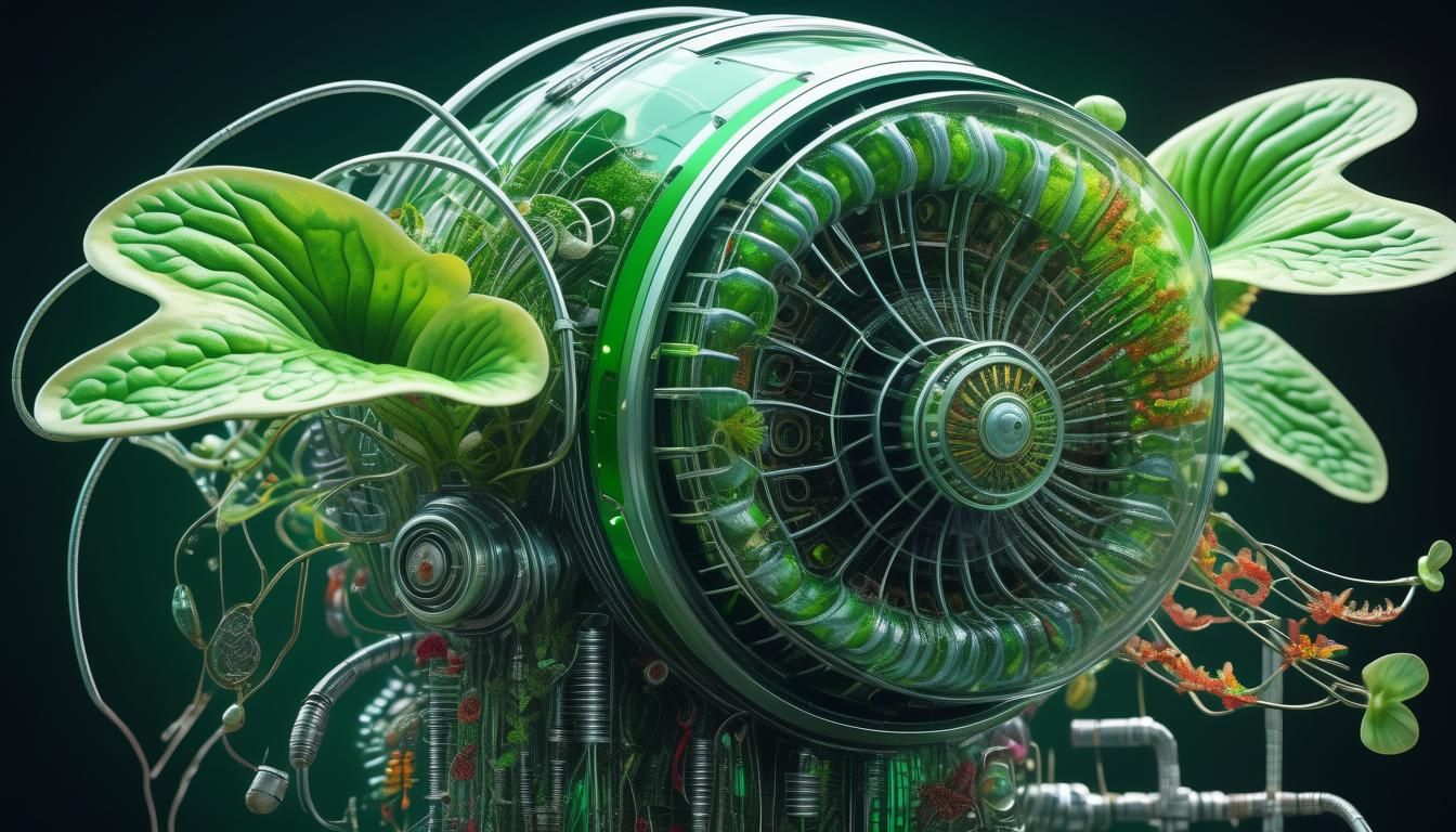 Biomechanical Plant-Engine Hybrid in Biopunk Style