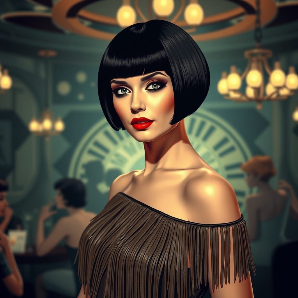 Art Deco Portrait of Woman in Roaring Twenties Style