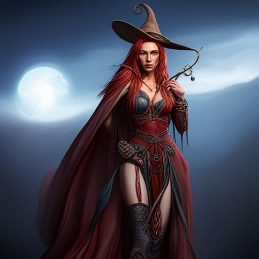 Detailed Witch Portrait in Dark Fantasy Style