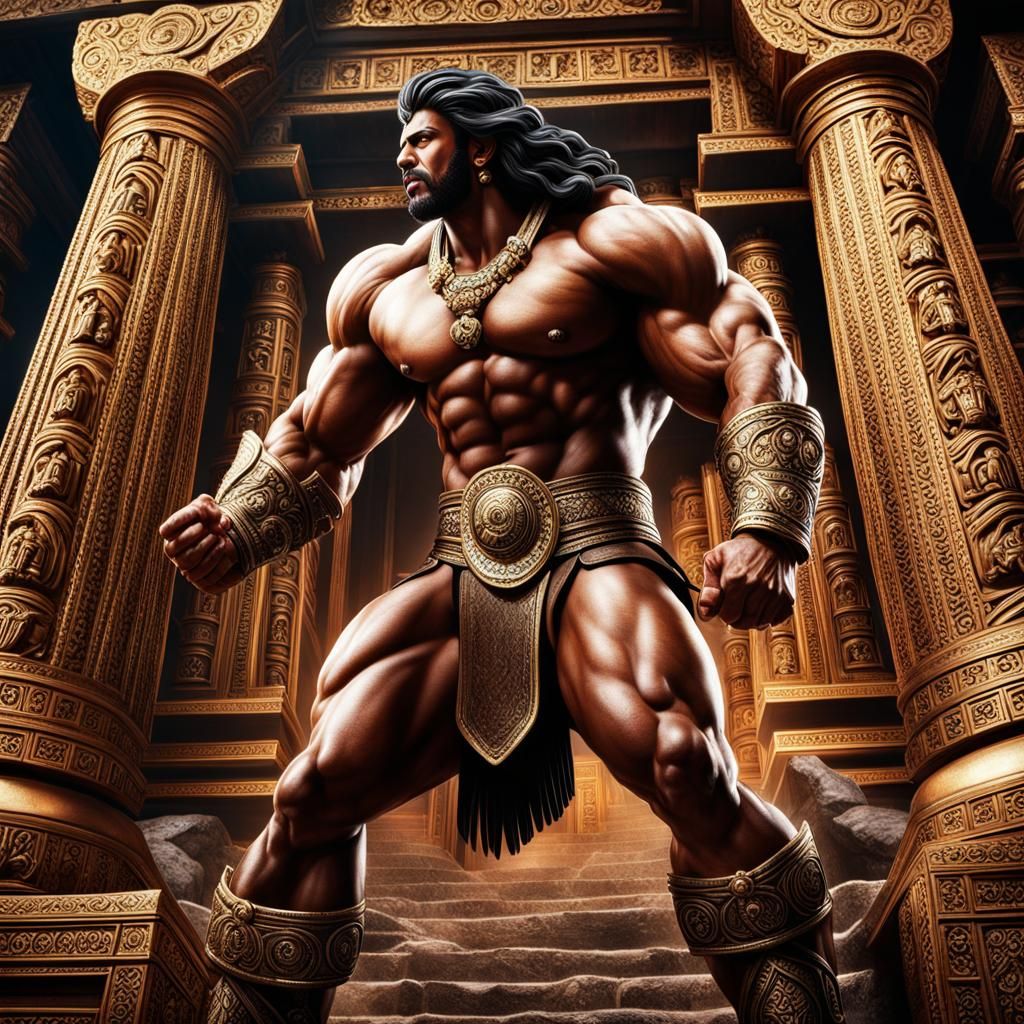 Samson destroying temple