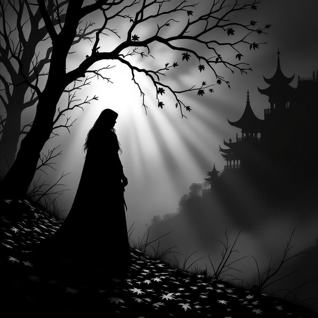 Ethereal Mabon Autumn Equinox in Black and White