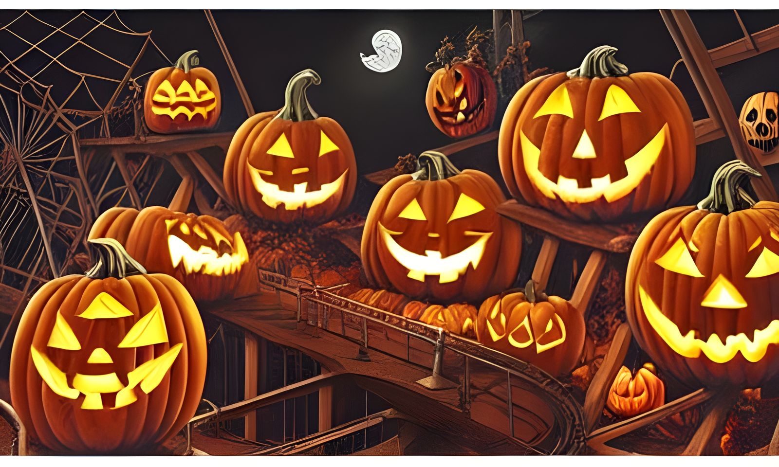 Halloween Jack-o-Lantern Rollercoaster in Grotesque Style