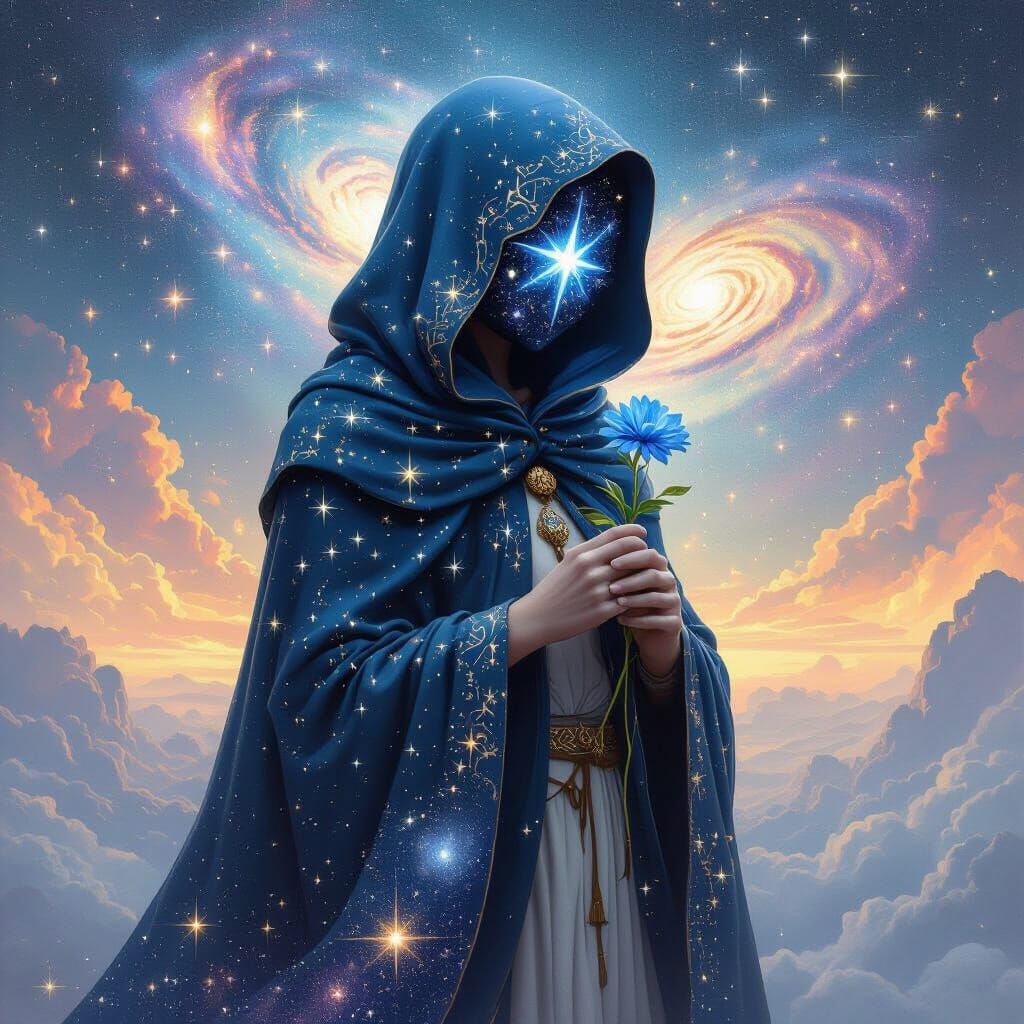 Mystical Star Wanderer with Galaxy Face