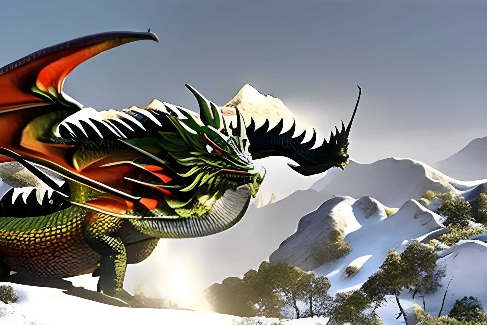 Dragon Wall in Colorful Watercolor Garden