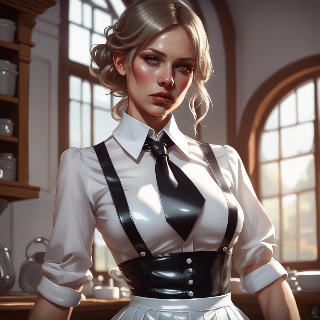 Maid in Latex Skirt: Digital Art