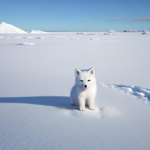 Realistic Arctic Fox Cub in Arctic Landscape