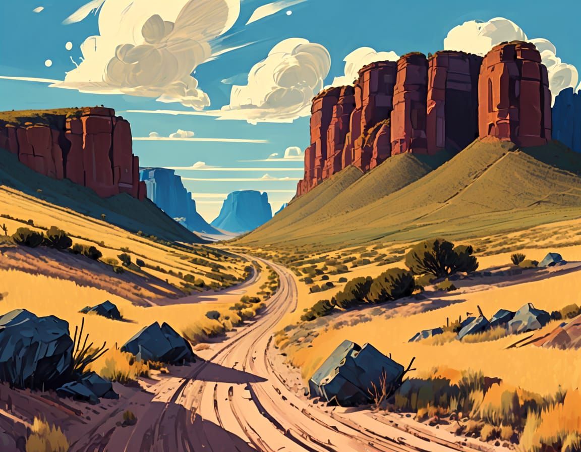 Karoo Landscape in Expressionist Style