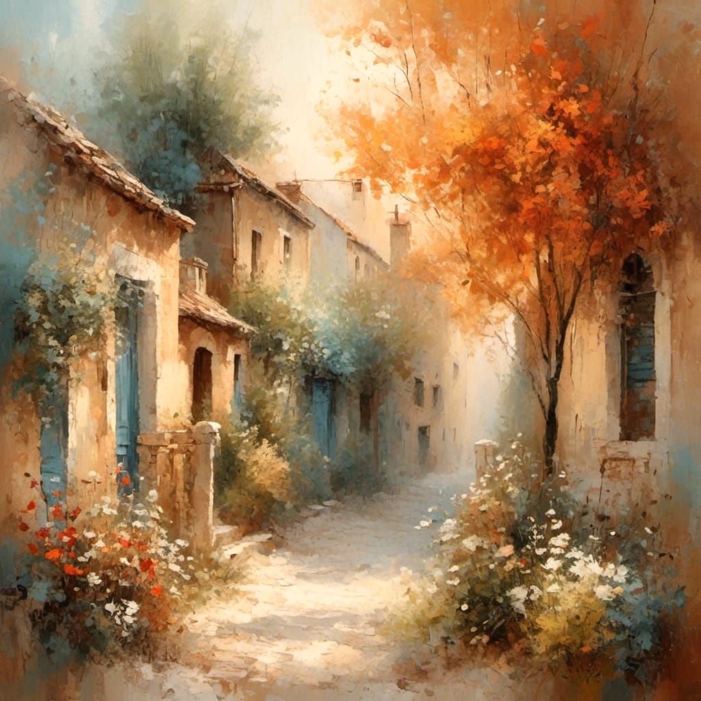 Expressive Portrait in Warm Colors Watercolor Style