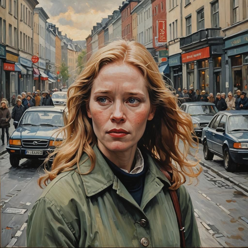 Liv Ullmann in Oslo: Oil Painting by Gurney Style